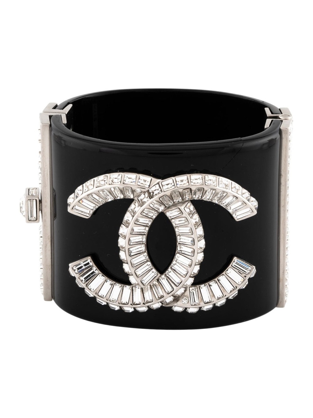 CHANEL STRASS CRYSTAL & RESIN HINGED BRACELET/CUFF - Picture 7 of 10